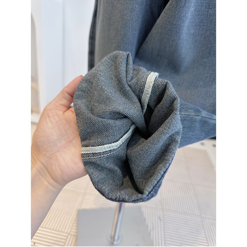 童装女童裤子24新款秋冬中大童牛仔裤加绒宽松直筒裤老爹裤儿童装