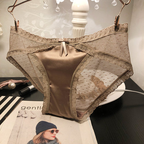 欧美性感优雅女士蕾丝内裤宫廷风丝滑OL女纯棉内裆三角裤