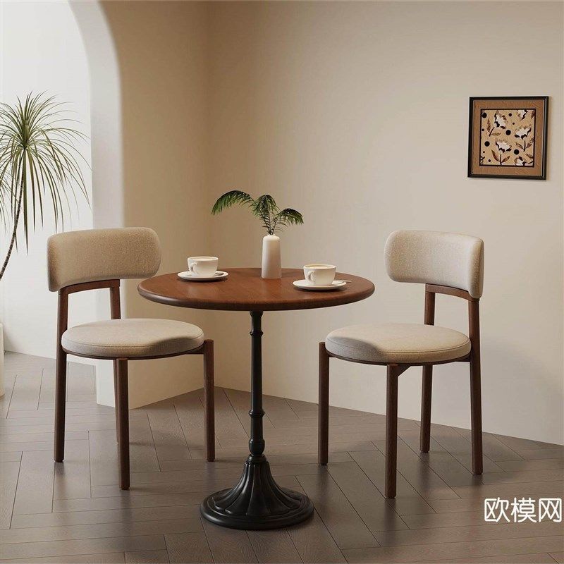 中古风接待休闲桌椅组合办公洽谈桌咖啡店家用小户型阳台小圆桌