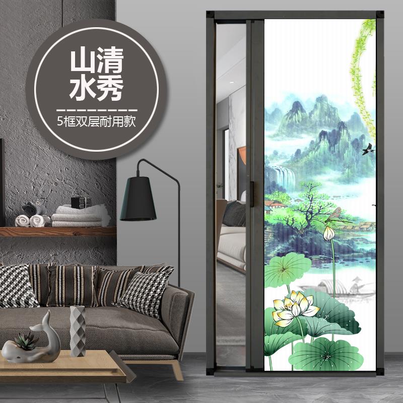 蜂巢折叠门隔断隐形推拉移门厨房卧室衣柜暗门移动门帘防风保温