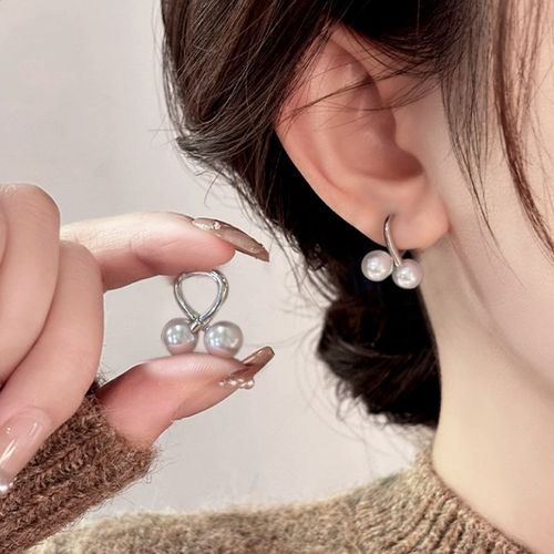 srrmhyn复古交叉珍珠耳环女2024新款潮时尚气质耳扣简约个性耳钉