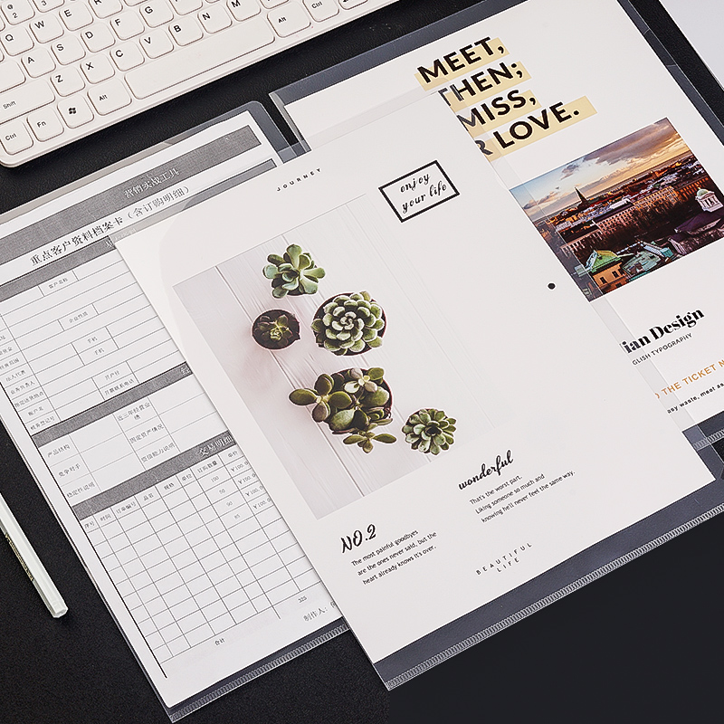 加厚L型透明文件夹单片夹单页文件夹插页透明A4单页文件袋档案资