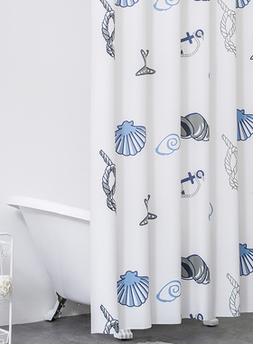 浴帘卫生间防水防潮隔断帘窗帘门帘浴室挂帘拉帘免打孔伸缩杆套装