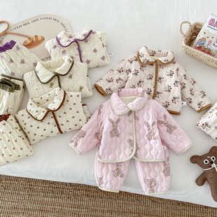 婴幼儿家居服冬款 女宝宝秋冬装 套组2023新款 1岁2两件套衣 睡衣裤