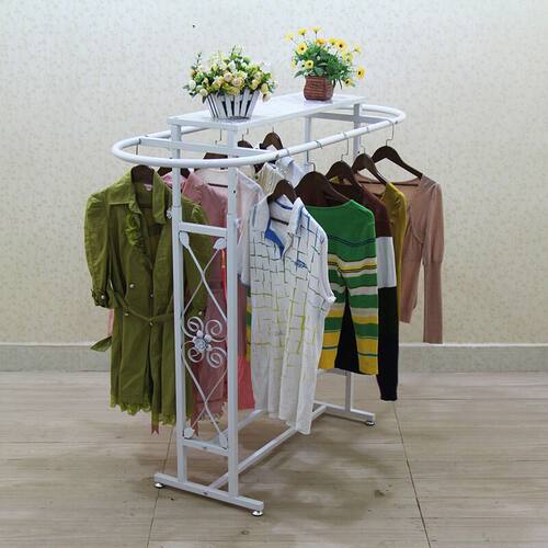 服装店展示中岛货架落地式女装童装衣架买衣服架双杠挂衣架椭圆形