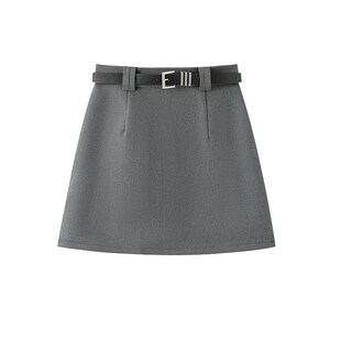 灰色毛呢短裙女秋冬款加厚西装半身裙小个子防走光短款a字包臀裙