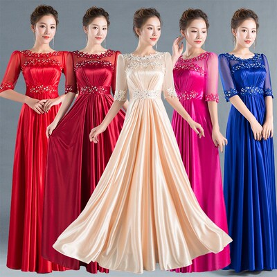 鲁克熊2023新款大合唱演出服长款主持人礼服合唱团演出服女长裙