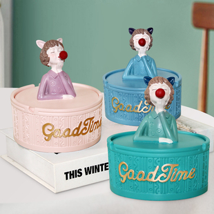 创意潮流泡泡女孩摆件 可爱少女烟灰缸轻奢防烟味家用客厅烟缸个性