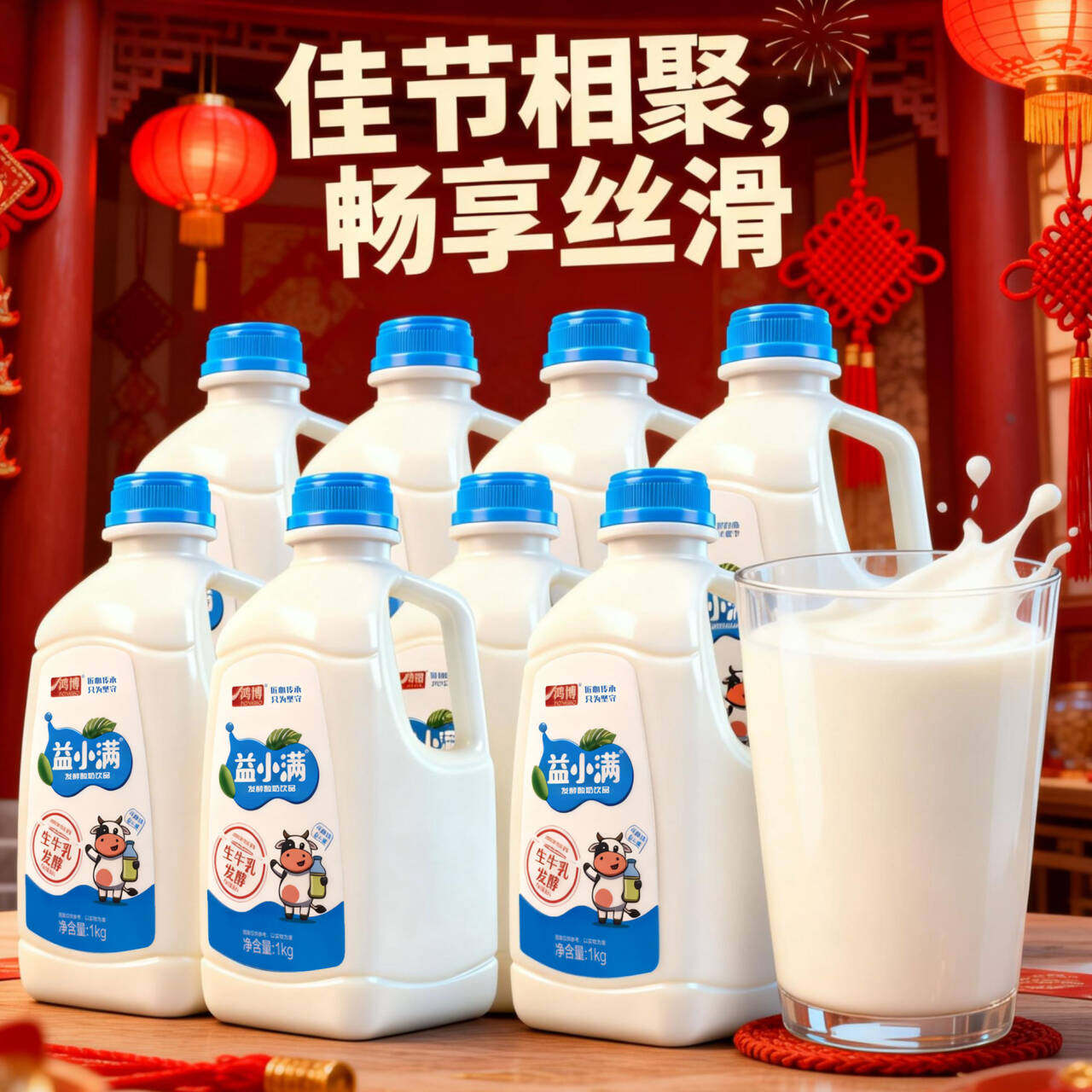 【益小满】2大桶生牛乳发酵酸奶饮料老人小孩营养代餐早餐奶饮品