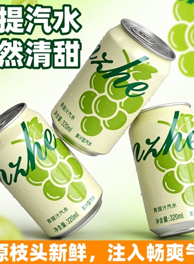 【官方正品】青提葡萄味果汁汽泡水0脂肪320ml清爽饮料年货整箱