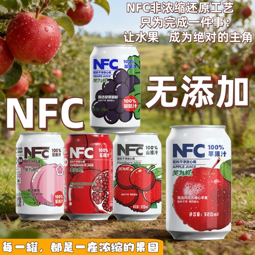 【100%果汁】300ml*20罐多口味无添加酸甜可口鲜果NFC果汁饮料