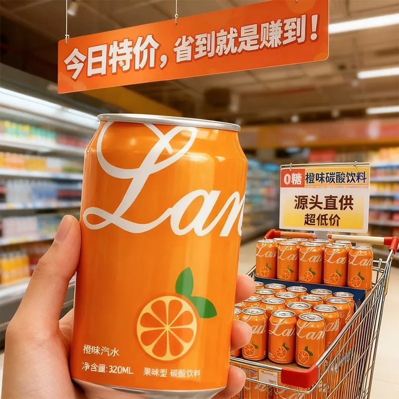 【高端好货】橙味汽水无糖0脂碳酸饮料320ml*8罐装泡沫箱年货送礼