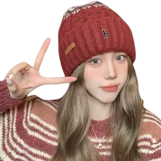 【一折专区】Horgias哈吉斯尼森毛线帽子女款秋冬季圣诞节百搭款