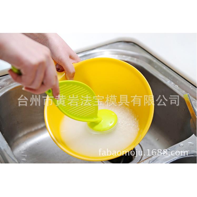 多功能淘米器六扇页洗米勺洗水果创意厨房用品淘米勺沥水蓝模具