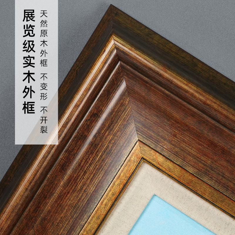 森林与鹿 欧式风景过道玄关走廊挂画餐厅客M厅油画美式竖幅装饰画图片