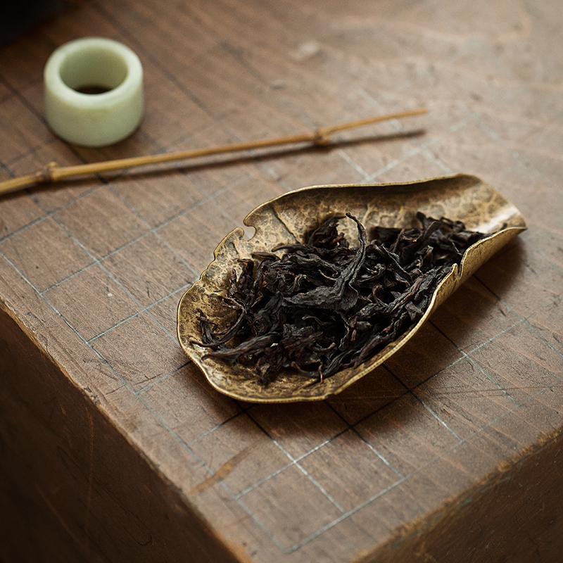 手工锻打荷叶铜茶则锤纹铜茶勺赏茶D荷茶匙茶铲茶拨分茶器道具配