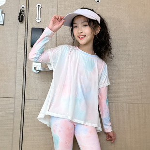 女童防晒衣套装夏装新款大童运动凉感上衣儿童夏天冰丝速干水母服