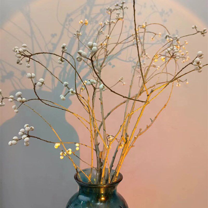 小白果乌桕果花束装饰品家居干花干树枝花瓶插花摆件diy手工