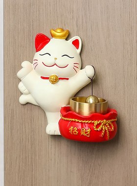 2024新款招财猫多巴胺门铃入户门小猫咪铃铛冰箱贴衣柜门装饰摆件