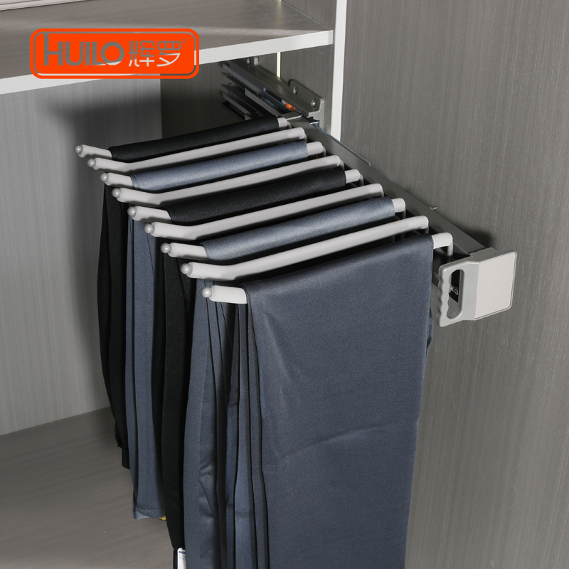 防滑裤架伸缩衣柜家用内置滑轨抽拉式柜内顶侧装拉篮多功能裤抽架