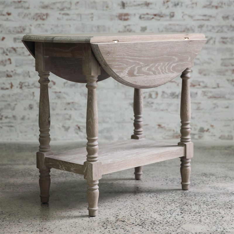 欧式法式侘寂风格家具复古风化灰实木橡木中古折叠桌圆桌茶几其他