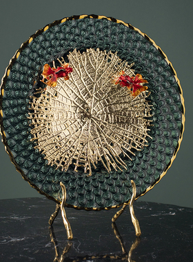 高档如鱼得水装饰盘子摆件摆盘看盘客厅样板房玄关书柜装饰工艺品