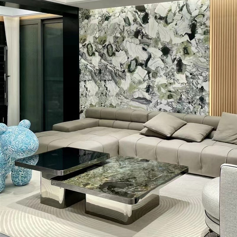 南京极简岩板台面餐边台面柜茶几家用岩板立柱造型橱柜中岛台