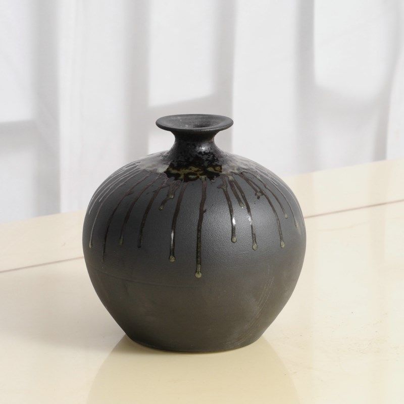 陶瓷咖色流釉瓶客厅书房桌面插容器装饰器新器,家居饰品,花瓶,淘宝优惠券,粉丝福利购,淘宝优惠卷