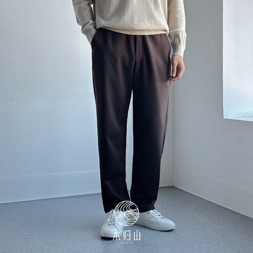 男士羊毛混纺直筒休闲裤