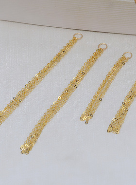 G18K金项链长款流苏链Au750配件O字链挂链耳线diy配件半成品2726