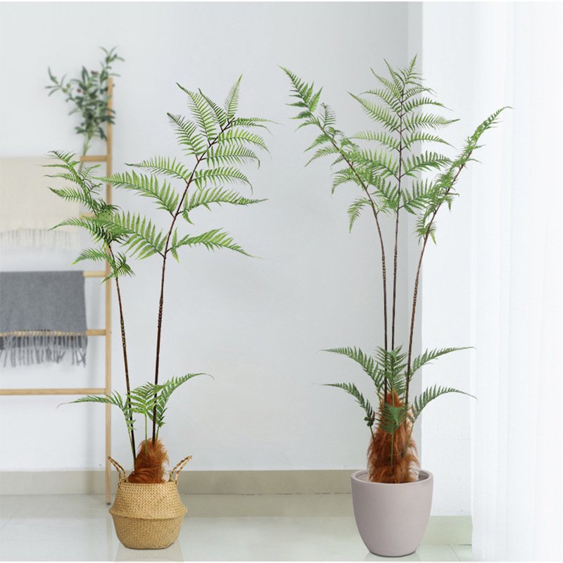 仿真绿植长毛猴头蕨金丝蕨盆栽 落地装饰摆件蕨树蕨草盆景假植物