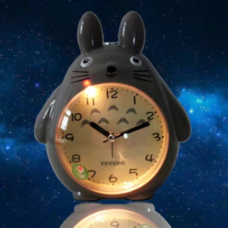 龙猫闹钟小学生儿童床头闹铃卡通爱个性响铃静音发光响钟桌面钟