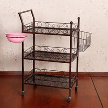 美容院小推车客厅专用铁架抽屉高档火罐玻璃拔罐欧式仪器耐用棕色