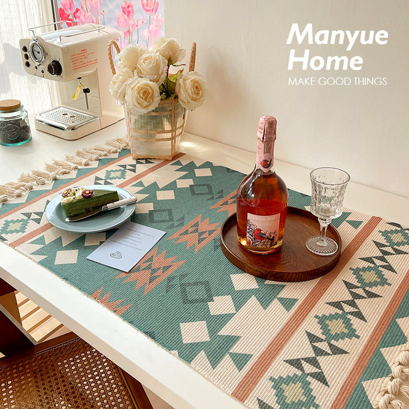 蔓越家 气质氛围感 in复古桌布餐桌垫床头柜流苏茶几盖布,居家布艺,桌布,淘宝优惠券,粉丝福利购,淘宝优惠卷