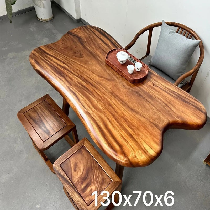 胡桃木实木大板随形桌家用原木阳台小茶桌现代异形雨木茶几泡茶桌