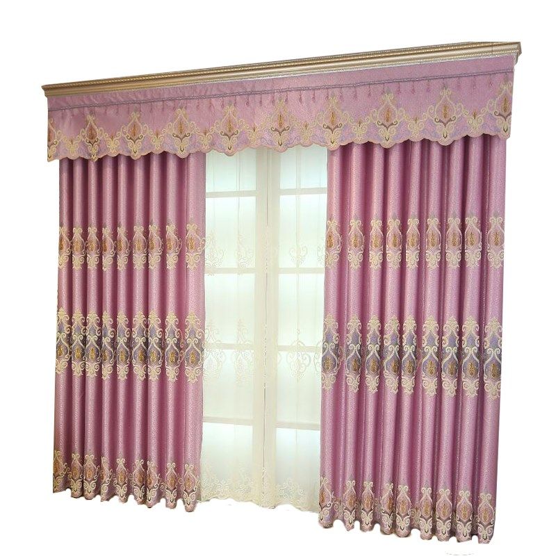 定制欧式高档窗帘遮光客厅卧室成品提刺绣布料落地窗纱布
