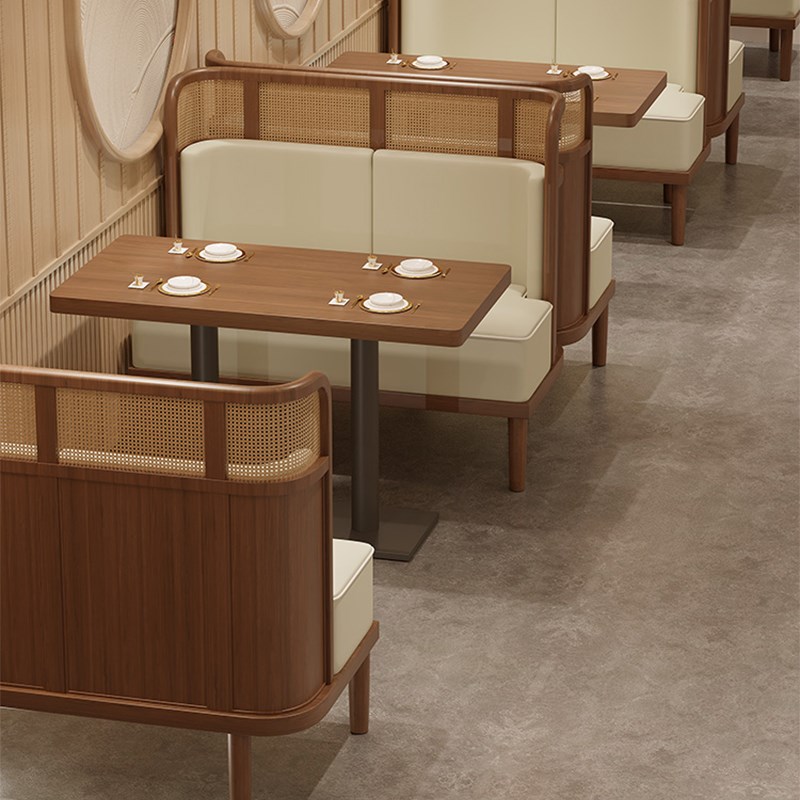 东南亚题餐厅卡座沙发实木藤编餐饮店饭店咖啡厅西餐厅桌椅