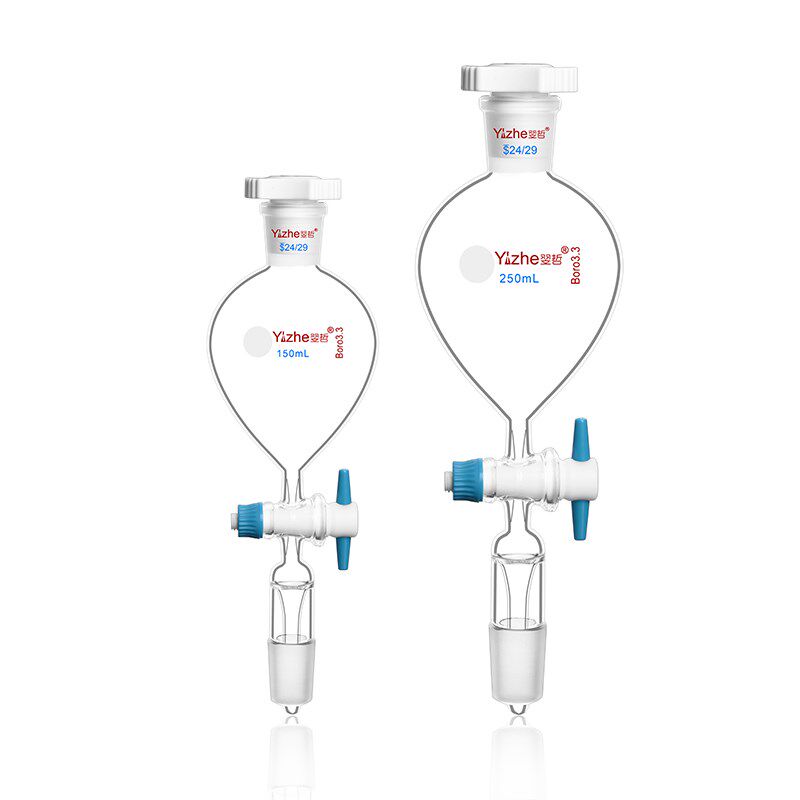 翌哲标口球形分液漏斗玻璃活塞四氟活塞标准磨砂口9*22*2高硼硅厚
