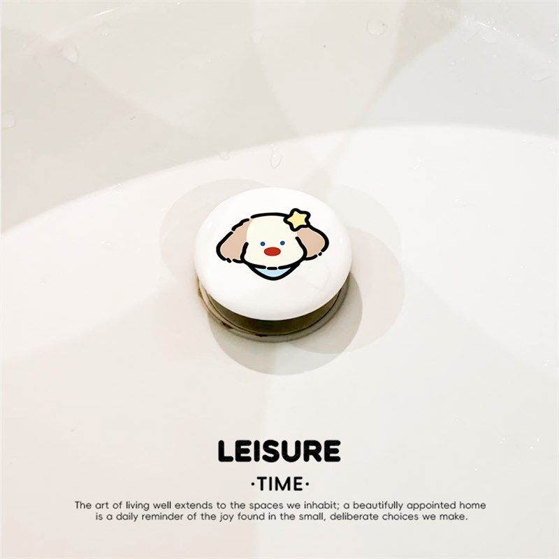 领带小狗小陶瓷洗脸盆洗手池漏水塞洗脸盆下水器创意弹跳,家装主材,下水器,淘宝优惠券,粉丝福利购,淘宝优惠卷