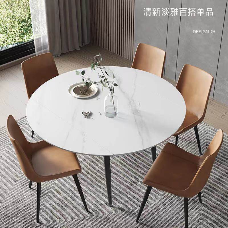 意式极简岩板餐桌椅装现代家用吃饭桌子小户型旋转变圆桌,住宅家具,岩板餐桌,淘宝优惠券,粉丝福利购,淘宝优惠卷