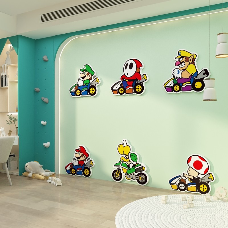 儿童房间布置床头背景装饰男孩卧室墙面超级玛丽马里奥卡通纸画,家居饰品,文化墙贴,淘宝优惠券,粉丝福利购,淘宝优惠卷
