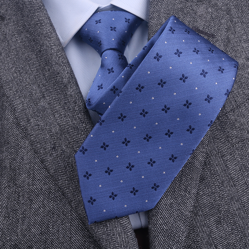 桑蚕丝男士商务星纹领带8cm