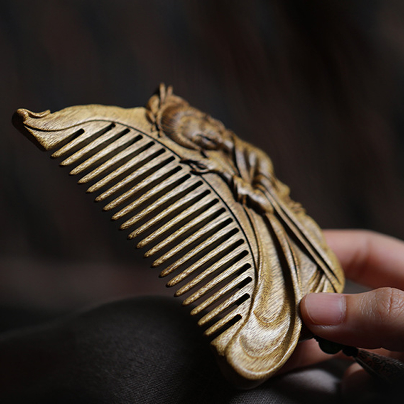 金丝楠木枯木老料拆房料小叶桢楠精雕仕女梳子防静电木梳 发梳