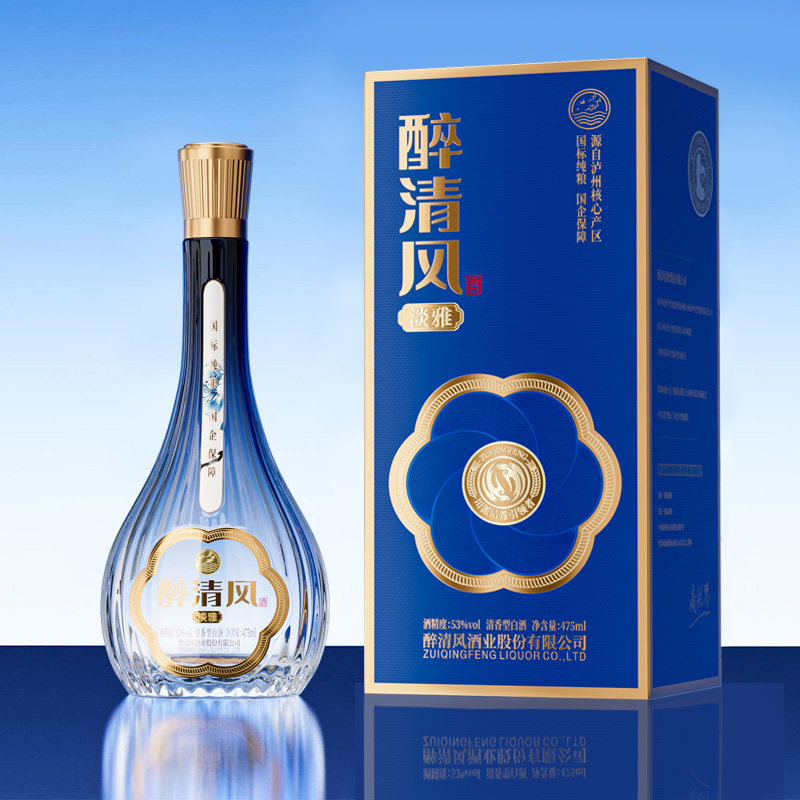 泸州醉清风53度淡雅清香型白酒475ml礼盒装纯粮酿造中秋送礼品酒