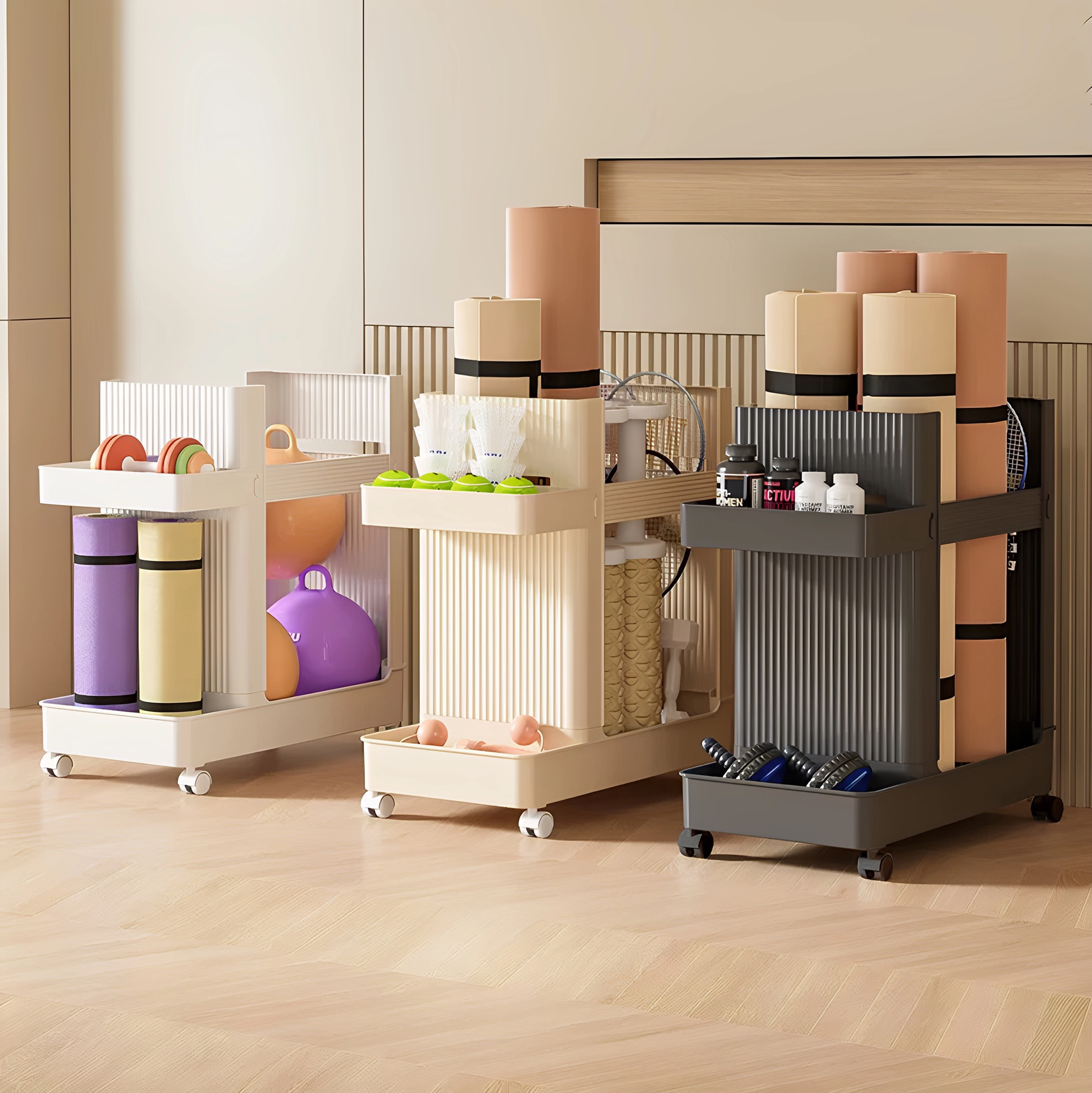 瑜伽垫收纳筐多功能夹缝置物架