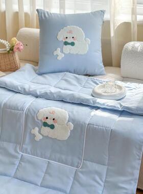 通小狗枕被子两用汽抱车载枕靠垫办XKD公室午睡头毯子二合一空调