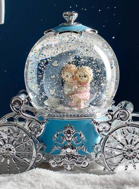 高级旋转水房晶球八音盒女孩生日音件乐盒摆旋转公美窝窝20木马主