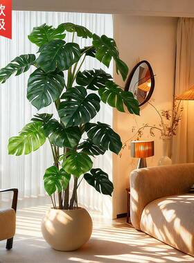 仿真gbz-sy-0绿植龟背竹假叶客厅大盆栽室轻奢型装饰仿生植内物落