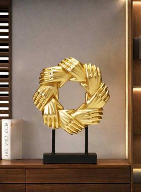 合作共赢诚信件握手摆老板公办室桌面摆设酒装AYB柜饰品乔迁开业