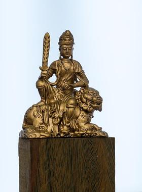 普贤文殊菩精萨像摆件青坐像致SSF056空迷你小号雕像狮茶间装饰品